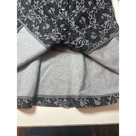 Cabi Black White Lace Print Long Button Coat Jacket Sm Longline Elegant Dressy - Picture 9 of 9